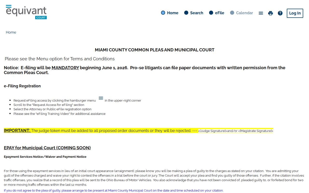 Miami County case search CourtView verification entry