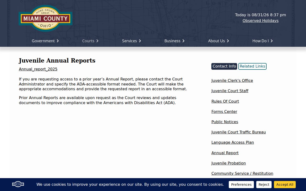 Miami County case search Juvenile Court annual reports source