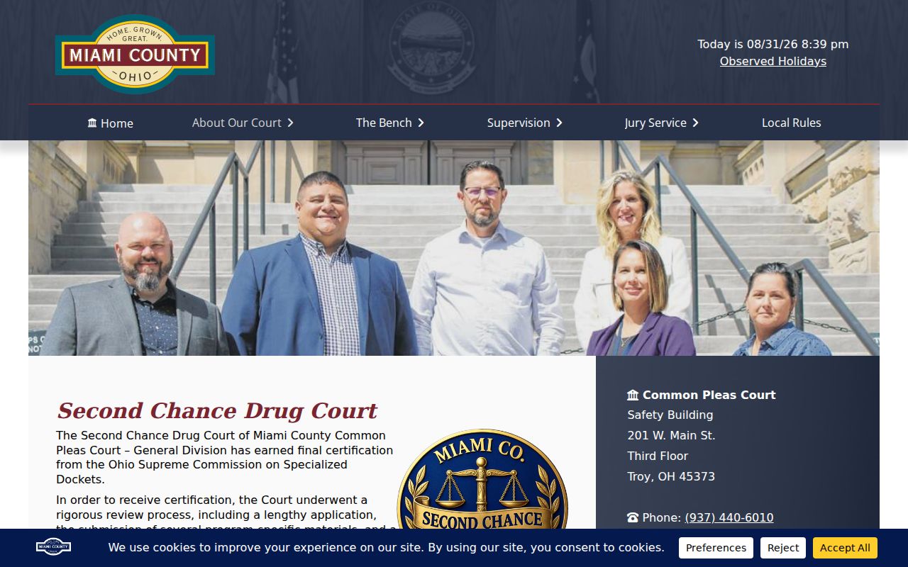 Miami County criminal docket Second Chance Drug Court program information