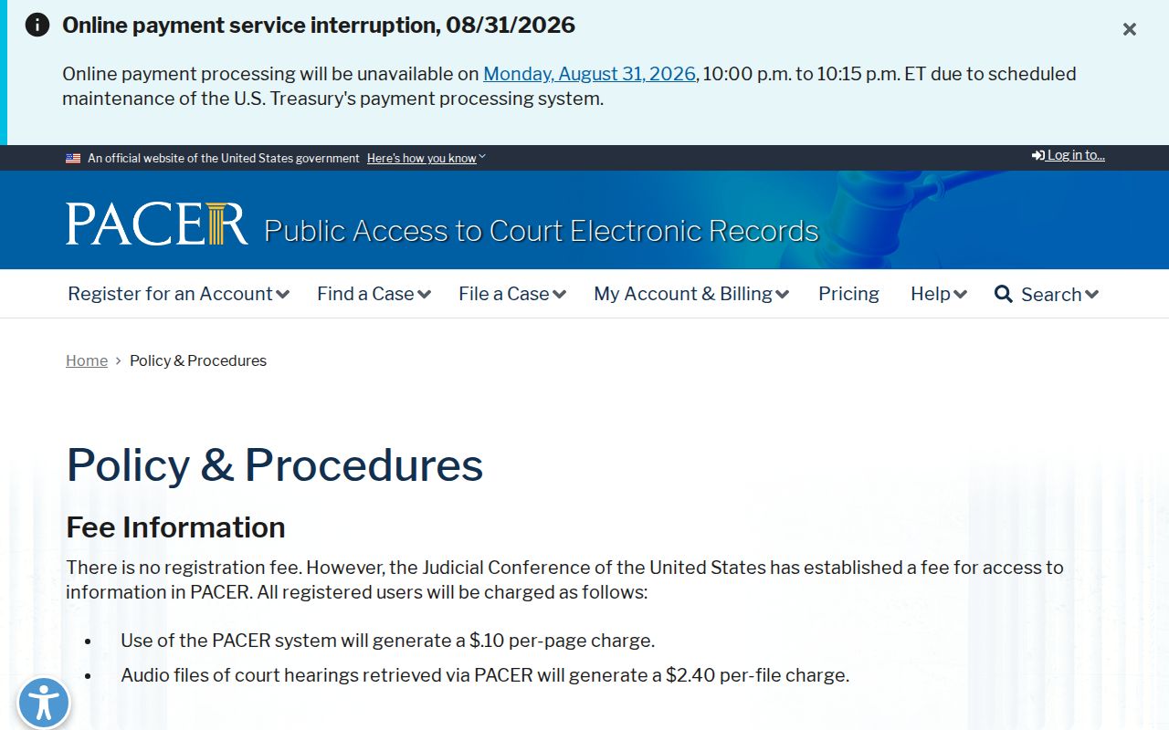 Huber Heights court docket PACER policy and procedures source